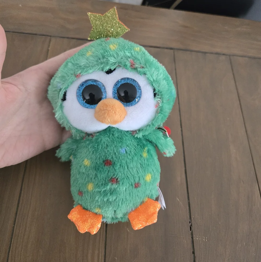 Ty Noel Beanie Boo Penguin In Christmas Tree Costume New